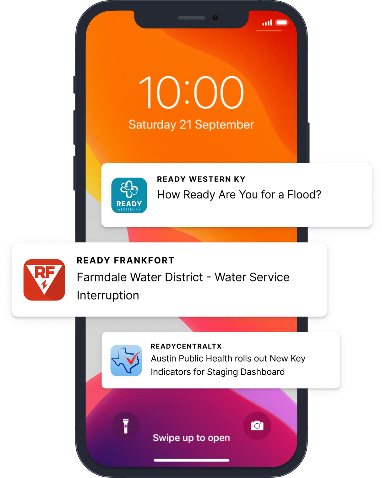 An apple smartphone with multiple push notifications standing out