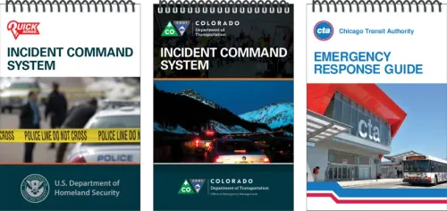 Three QuickSeries pocket guides next to each other, demonstrating 3 different customization options.